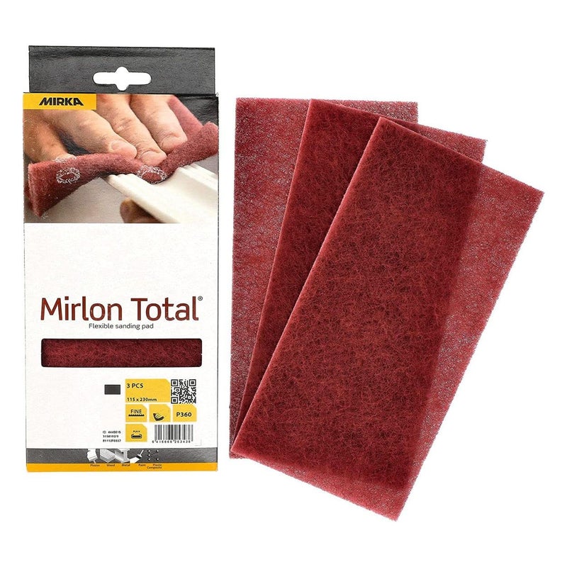 Mirka Mirlon Total Scuff Handsanding Pad Non-Woven/Very Fine Grit 360/3 Pieces / 4.5"" x 9"" / 18-118-447RP - Image 1